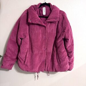 Free People Cord Weekender Puffer Jacket Rare Corduroy Pink Womens Small "Puffa"